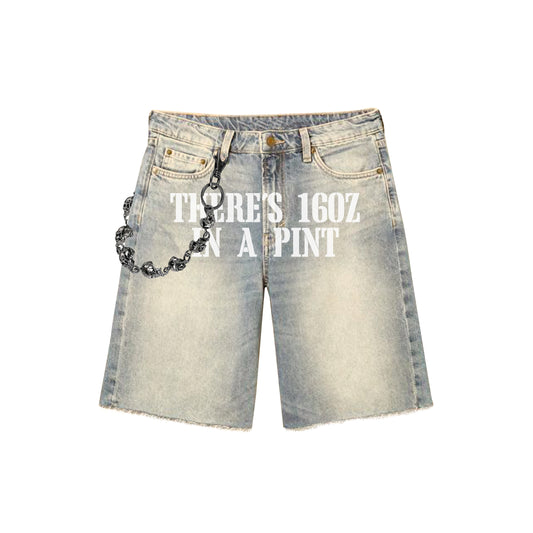 Styrofoam Denim Jorts ‘Comes with Skull Wallet Chain & Socks’Custom Belt Tag